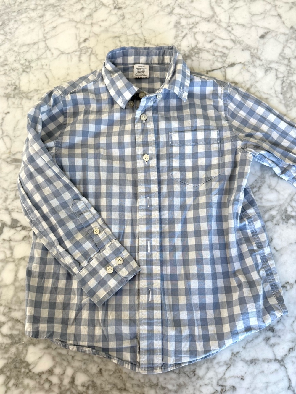 Crewcuts Boys Lt. Grey & White Gingham Button-Down Shirt